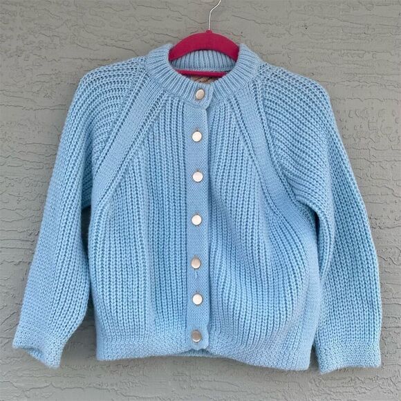 Vintage Boepple Women's Cardigan Sweater M Light Blue Knit - Picture 1 of 13